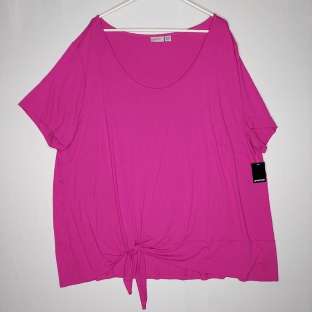 Avenue Women Top 30/32 Pink‎ Tie Front
